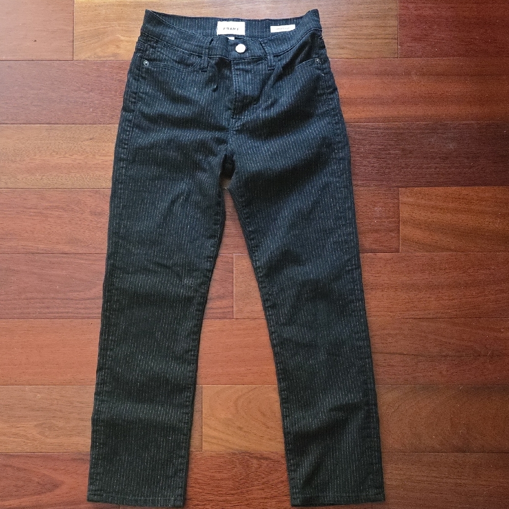 Frame Denim Sparkle Stripe Jean Cripped